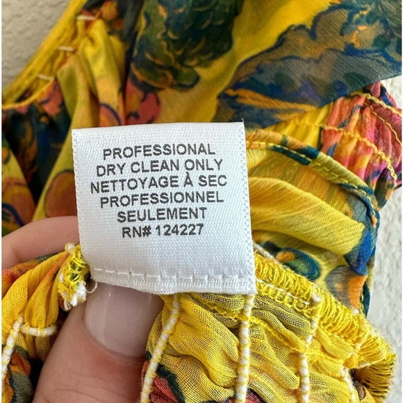 NWT MISA Los Angeles Cara Floral-Print Ruffle Smocked Top in Grand Canary Yellow - Picture 10 of 14